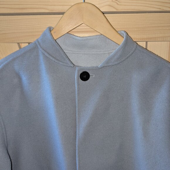 THEORY Reversible Boy Coat Doubleface Wool Jacket Pockets Size Med Grey Blazer - Picture 2 of 11